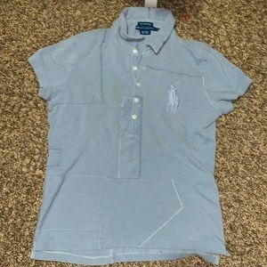 Ralph Lauren The Skinny Polo , dusty blue, size S in men’s. stitched pattern